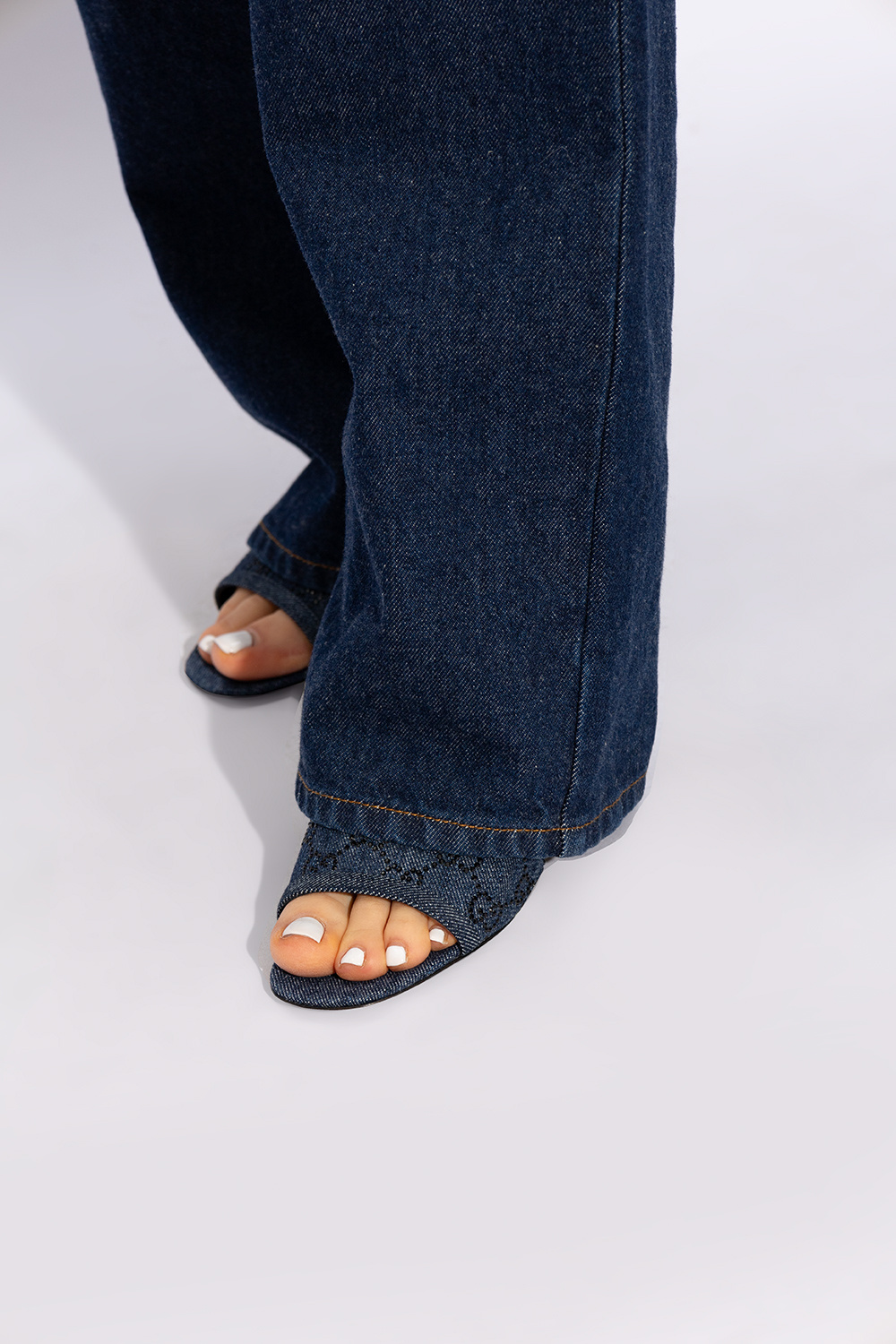【COLOR iN ID】Denim Leather Strap Mules Gucci Denim mules | Women's Shoes | Vitkac